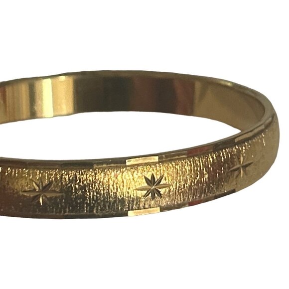 Monet Gold Tone Star Embossed Bangle Bracelet - Picture 3 of 6